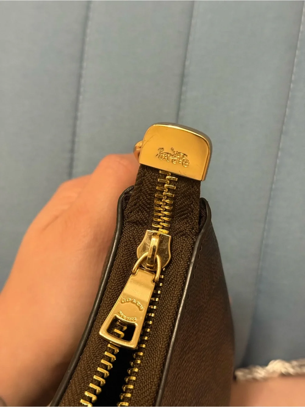 Coach Brown Mini Crossbody with Gold Chain and Hardware